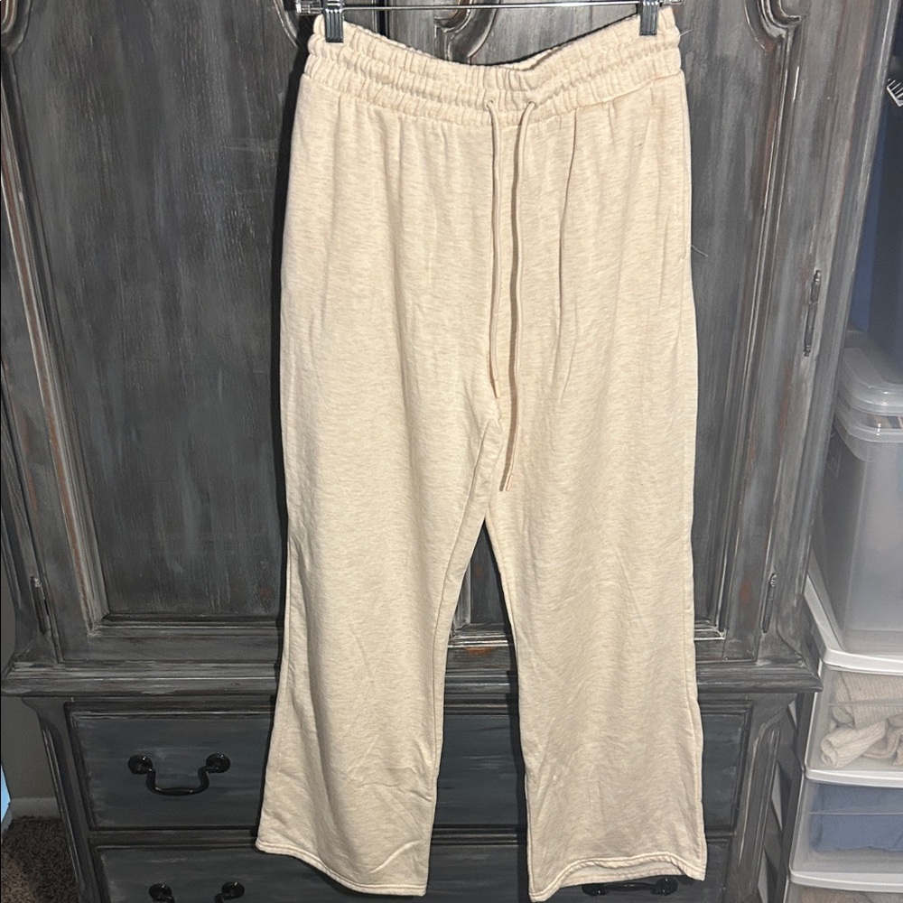 Set of 2 Cream/Brown Elastic Lounge Pants